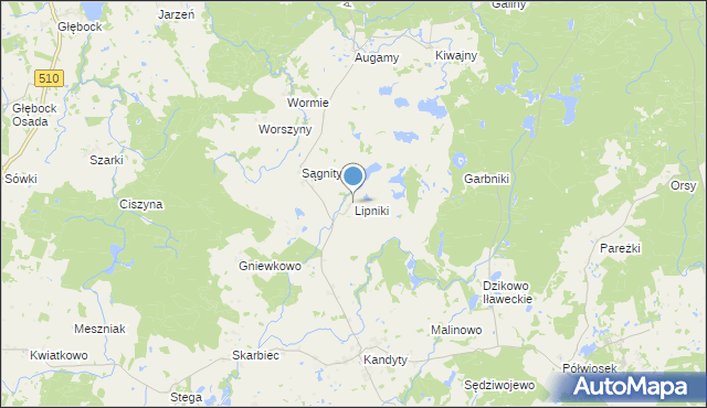 mapa Lipniki, Lipniki gmina Górowo Iławeckie na mapie Targeo
